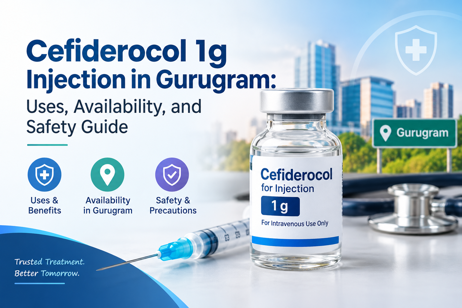 Cefiderocol 1g injection in Gurugram with vial and syringe