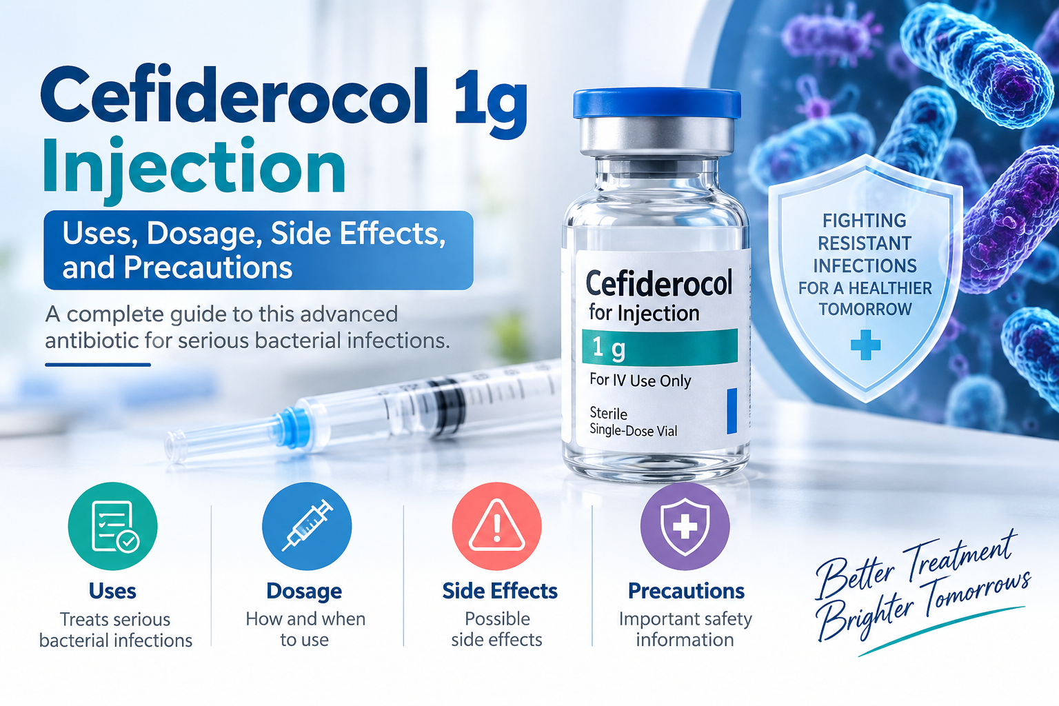 Cefiderocol 1g injection vial for treating resistant infections